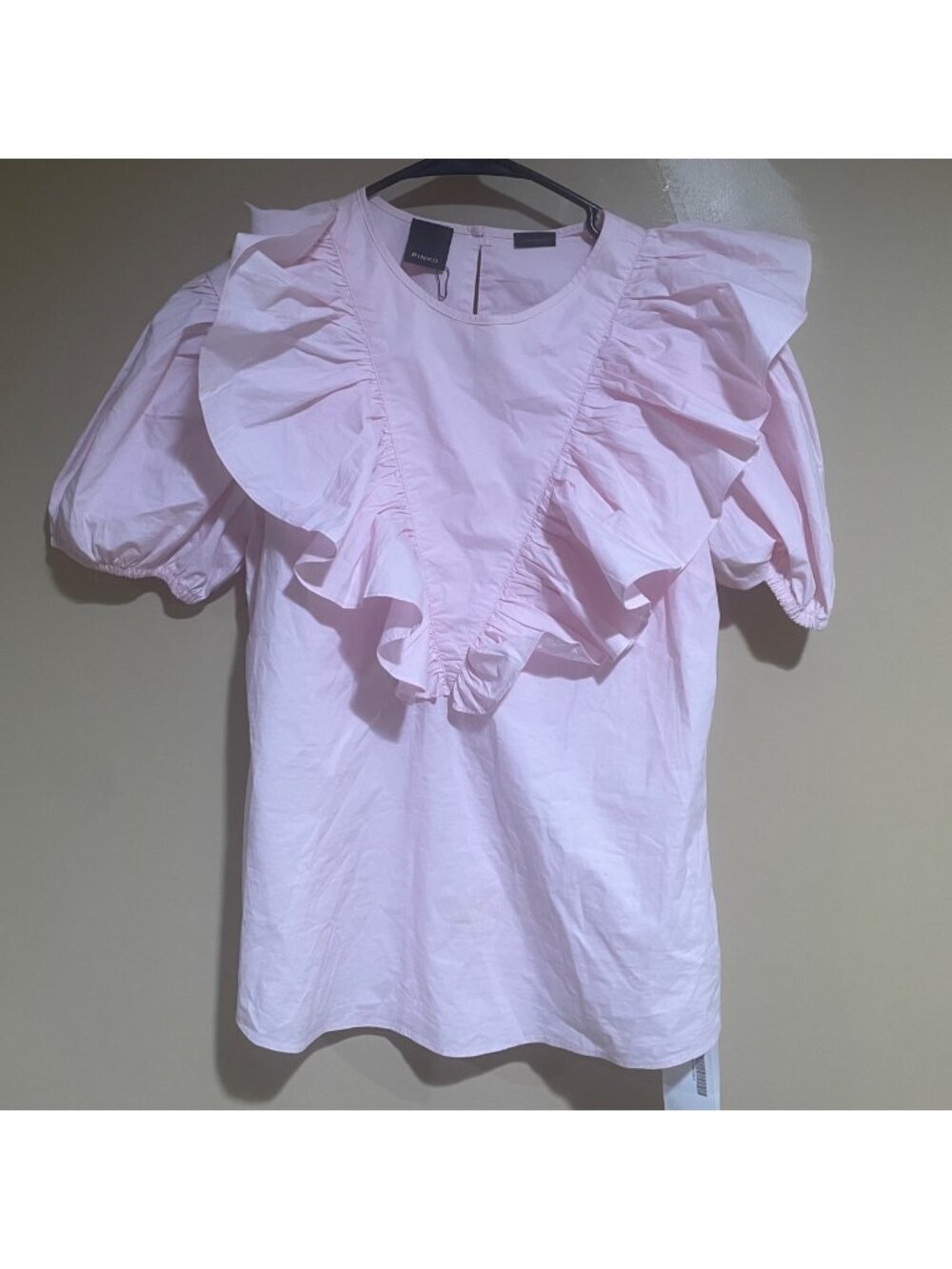 pinko ruffled top with voluminous sleeves